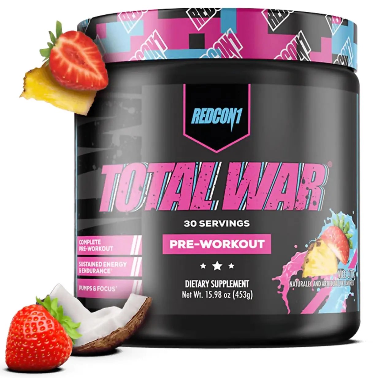 REDCON1 Total War Pre Workout - L Citrulline, Malic Acid, Green Tea Leaf Extract for Pump