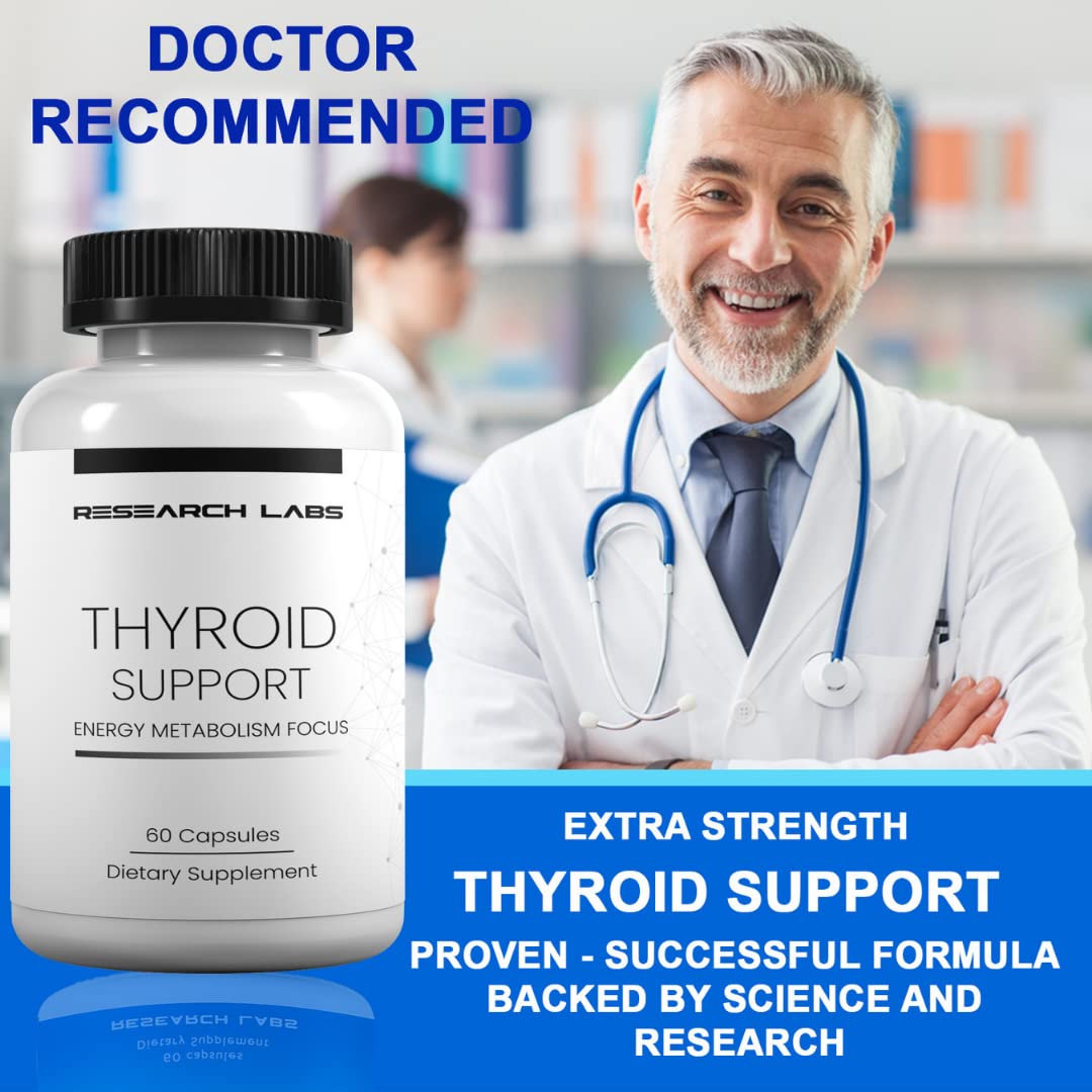 Research Labs Thyroid Support + Iodine Supplement - Energy, Metabolism, Focus Research Labs