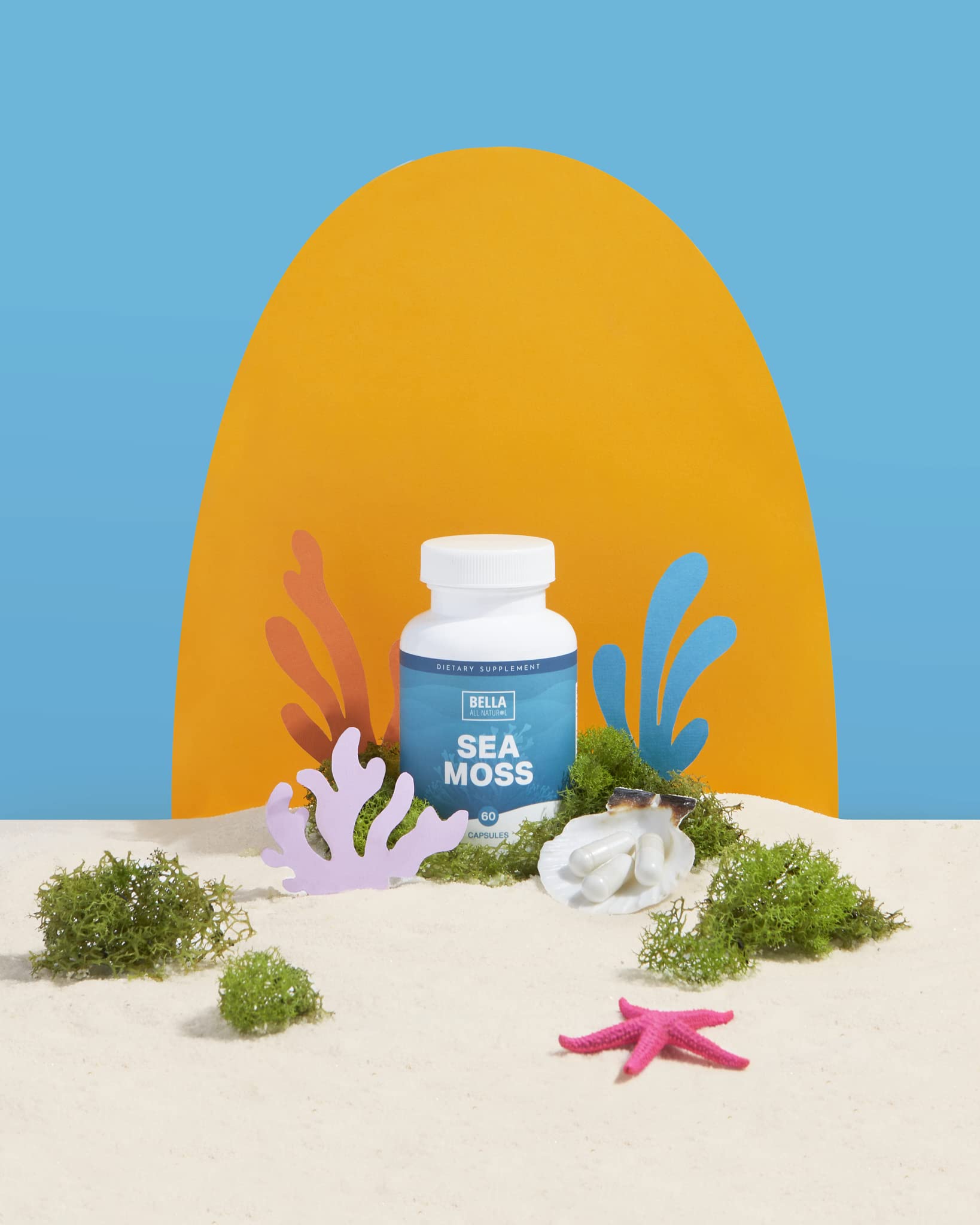 Bella All Natural Sea Moss Vitamins | Pure Sea Moss | Irish Sea Moss, 60 Capsules Bella All Natural