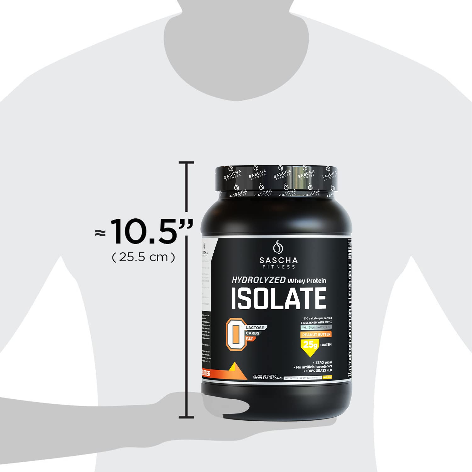 SASCHA FITNESS Hydrolyzed Whey Protein Isolate,100% Grass-Fed ,2.3 Pounds SASCHA FITNESS