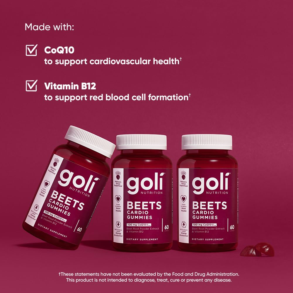 Goli Nutritional Supplement, Beets Cardio Gummy - 60 Count - CoQ10 & Beet Root Extract Goli