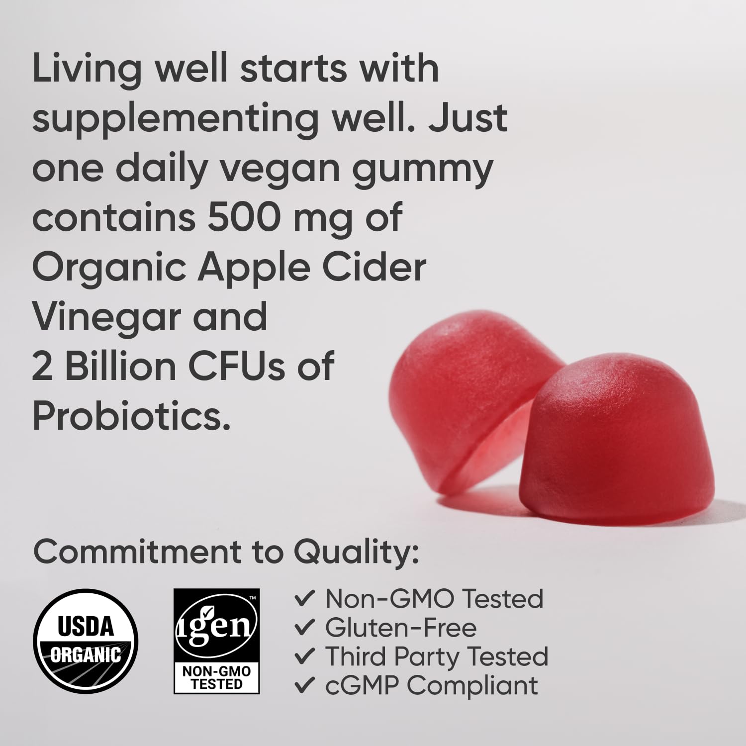 Sports Research Organic Apple Cider Vinegar Gummies with The Mother - USDA Organic Sports Research
