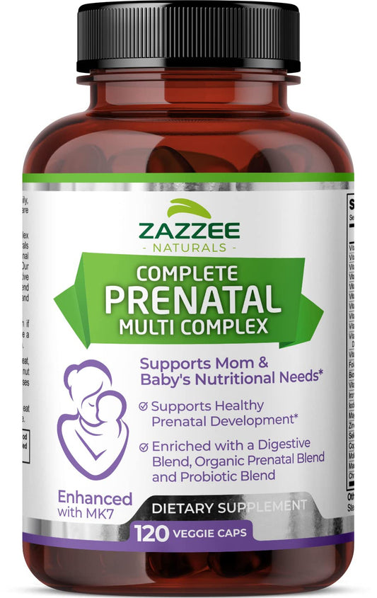 Zazzee Extra Strength Complete Prenatal Multi Complex, 120 Vegan Capsules, 2 Month Supply