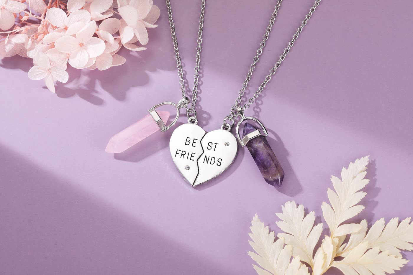 PESOENTH Best Friend Necklace for 2 Girls Gifts- BFF Friendship Necklaces Women Matching PESOENTH