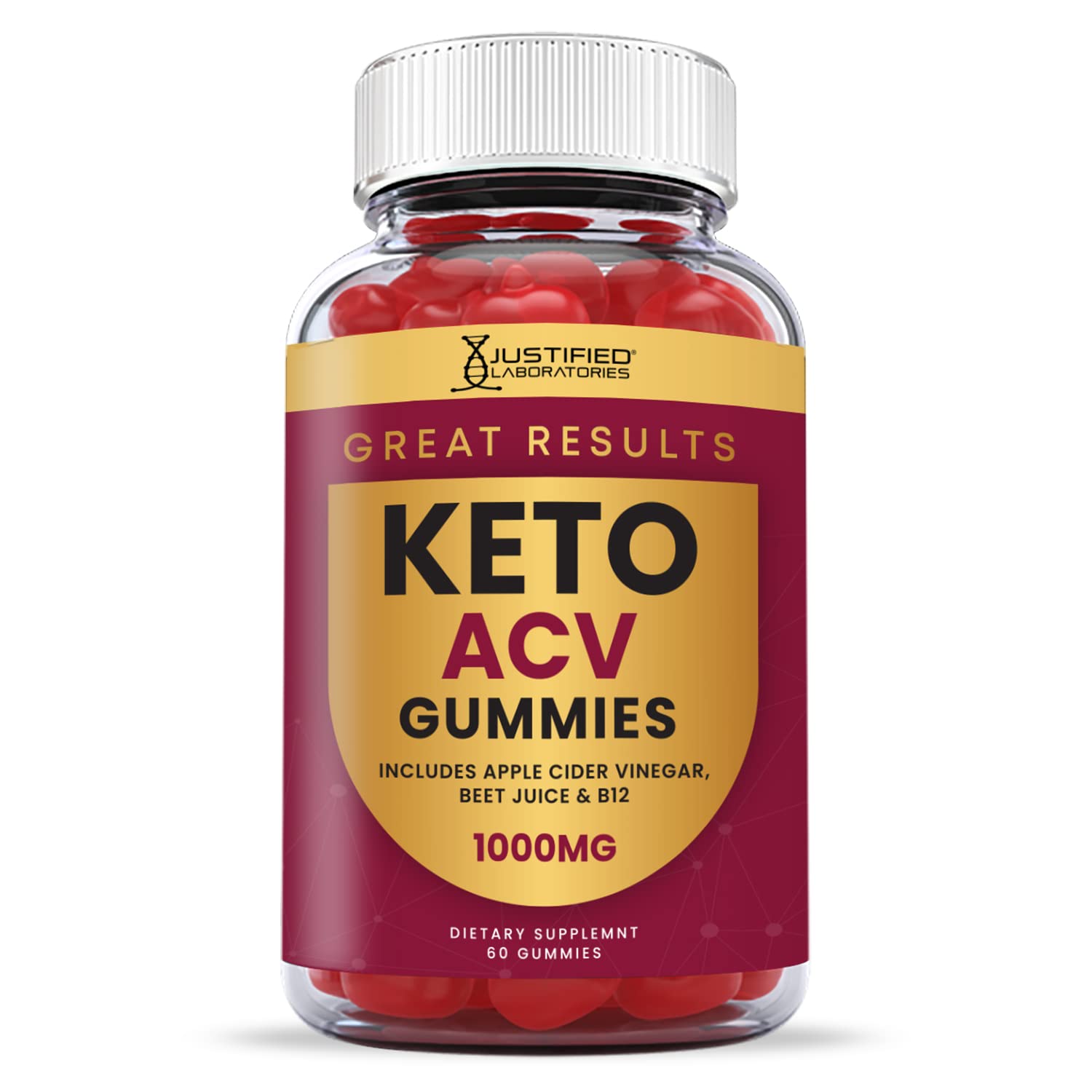 Justified Laboratories (10 Pack) Great Results Keto ACV Gummies 1000MG Justified Laboratories