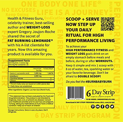 Fat Burning Lemonade Stimulant Free Weight Loss and Energy Drink Mix for Women & Men One Body One Life