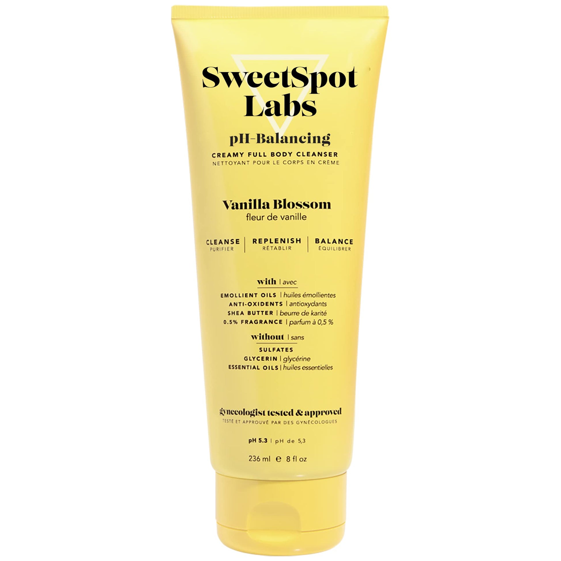 SweetSpot Labs Feminine Wash, Gentle Vanilla Blossom Scent, with Shea Butter and Aloe Vera, Sulfate Free