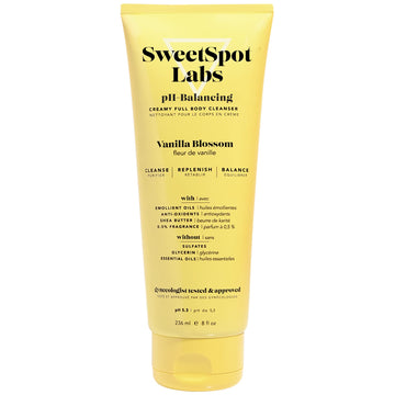 SweetSpot Labs Feminine Wash, Gentle Vanilla Blossom Scent, with Shea Butter and Aloe Vera, Sulfate Free