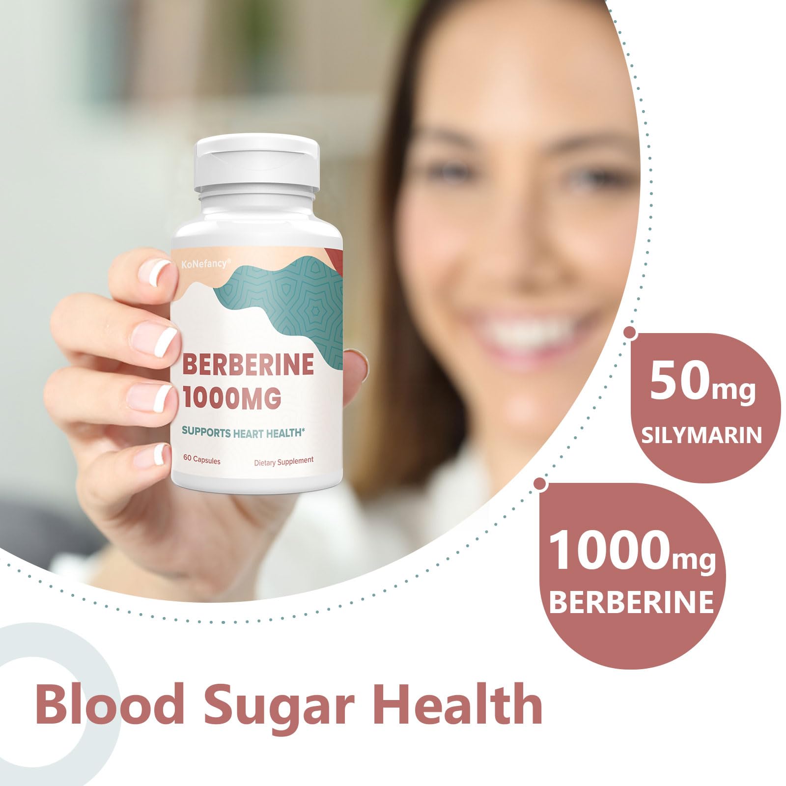 KoNefancy Berberine HCL Supplement 1000mg, High Absorption Berberine Plus Vegan KoNefancy