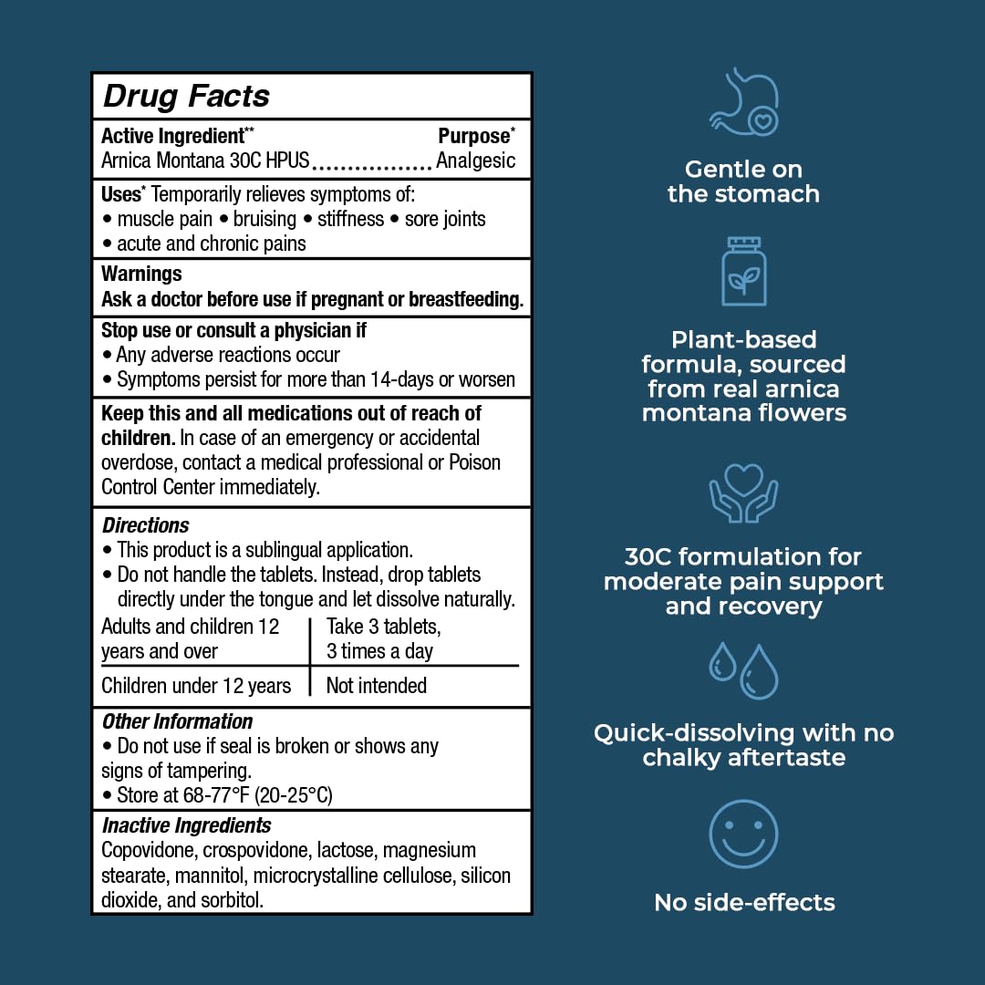 VitaMedica Arnica Montana 30C Rapid Dissolve Tablets for Natural Pain, Bruising, and Swelling Support VitaMedica