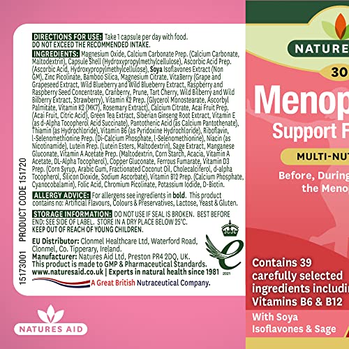 Natures Aid Menopause Support Formula 30caps Natures Aid
