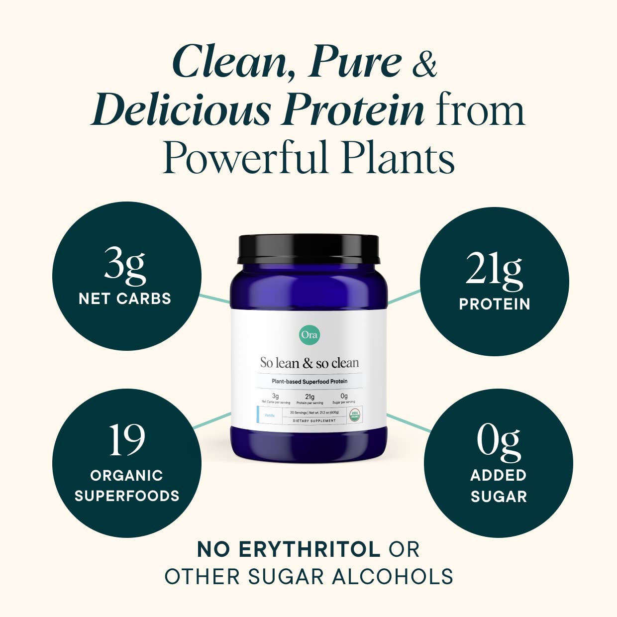 Ora Organic Protein Powder - 21g Plant-Based Protein for Women and Men Pre-Workout Ora Organic