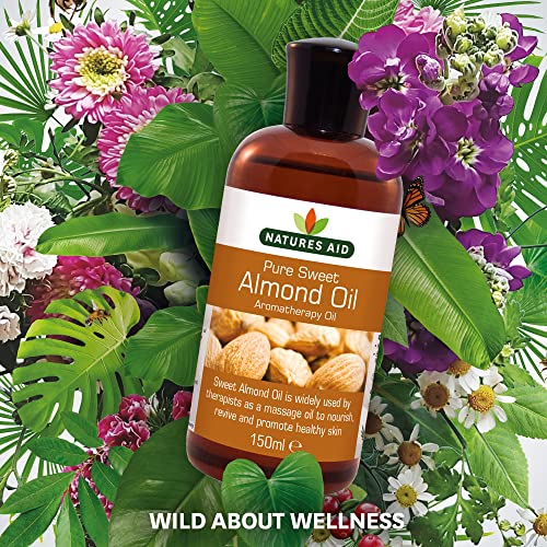 Natures Aid Almond Oil, Pure, Sweet Almond Oil, Massage Oil, Suited to Dry, Sensitive Skin natures aid