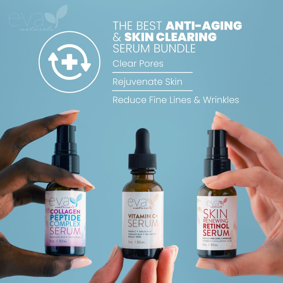 Eva Naturals Anti-Aging Serum Bundle - Vitamin C Serum, Hyaluronic Acid Serum Eva Naturals