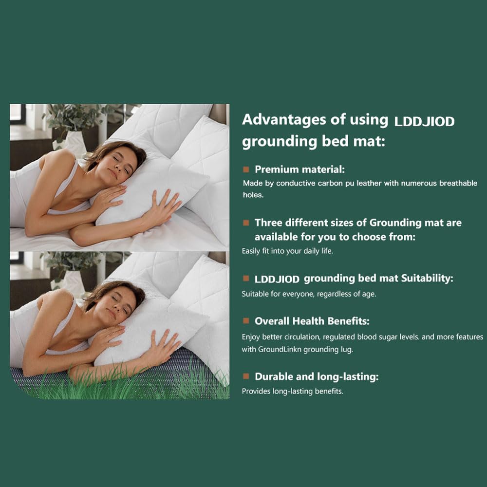 LDDJIOD Grounding Mat for Bed with 2 Grounding Cords, Conductive Grounding Sheet LDDJIOD