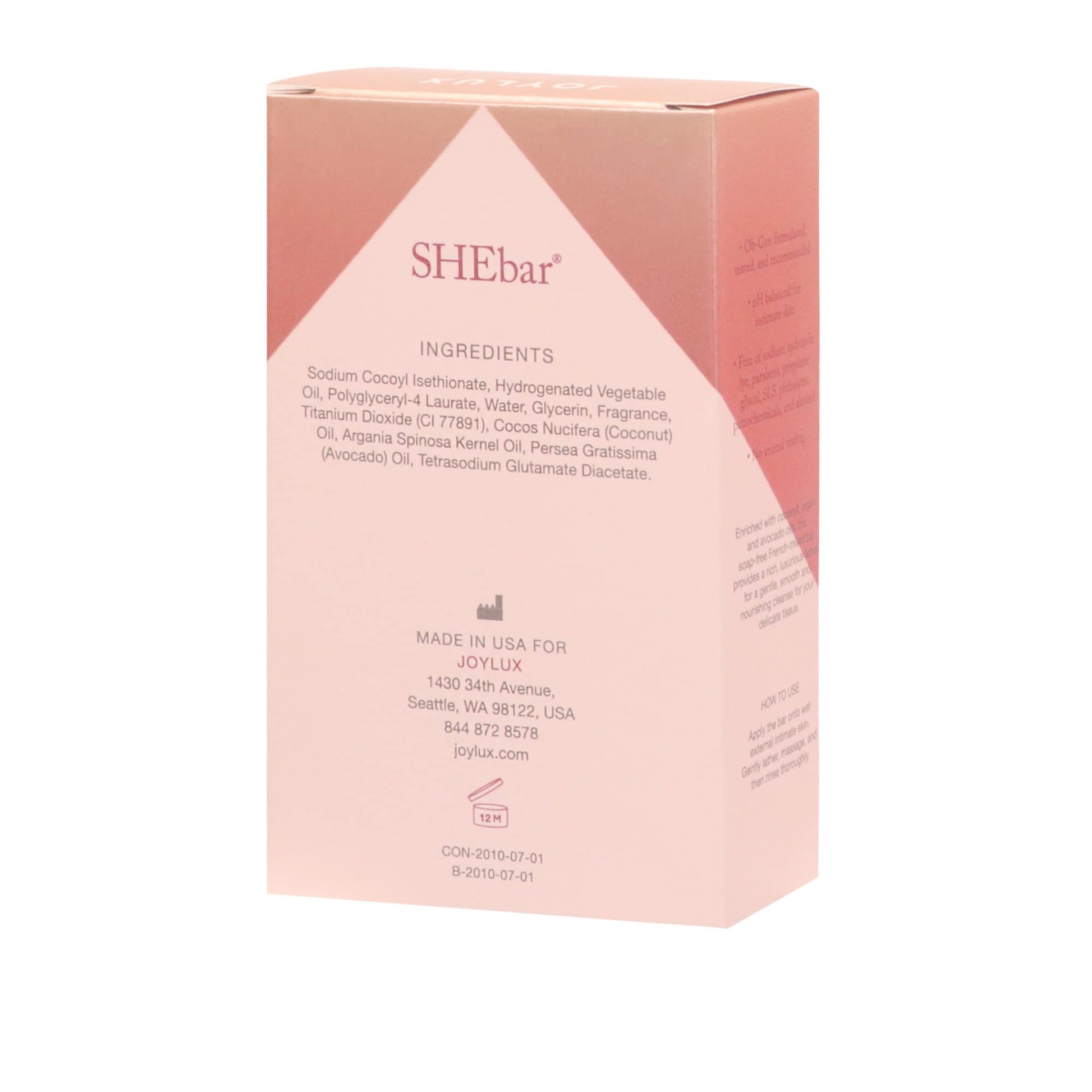 Joylux - SHEbar, Feminine Cleansing Bar, Yoni Bar, pH-Balanced Formula, Clean & Gentle Ingredients Joylux