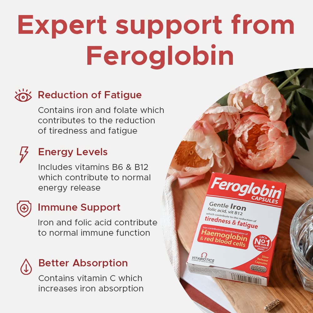 Feroglobin Iron Capsule Helps to reduce tiredness and fatigue Feroglobin