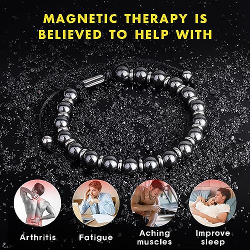 CARITATE Magnetic Hematite Bracelet for Women and Men, Healing Energy Beaded Bracelet CARITATE