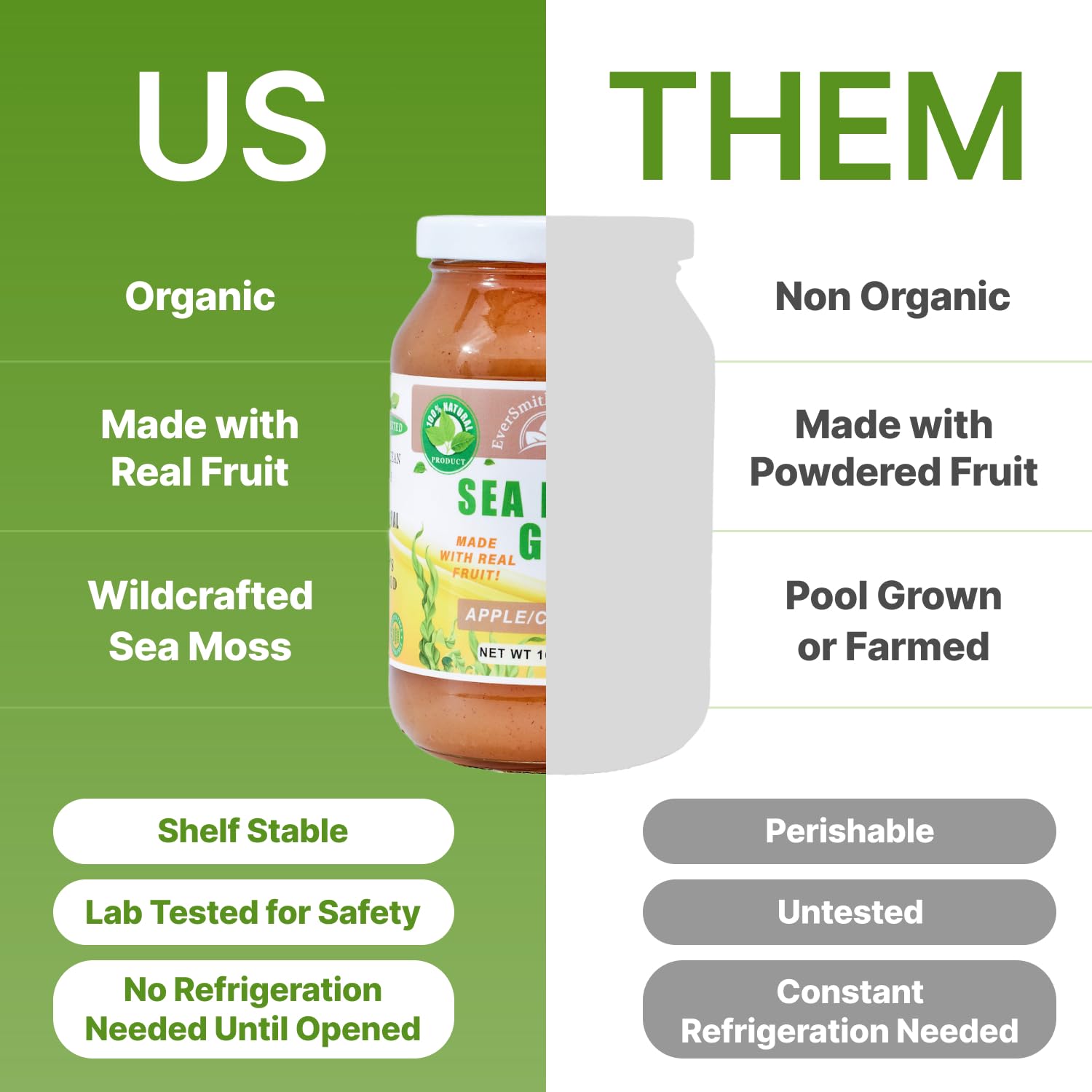 EverSmith Organics - Wildcrafted Irish Sea Moss Gel | Made in USA | Rich in Vitamins EverSmith Organics