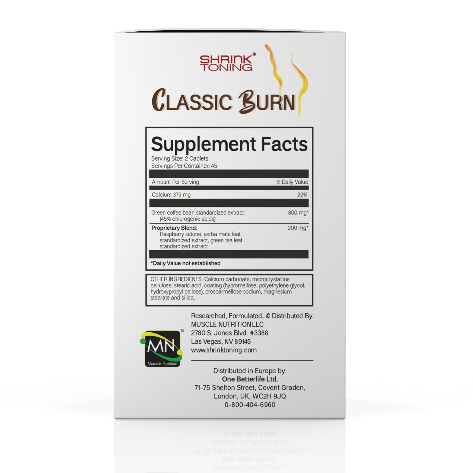 shrink Classic Burn - Pure Green Coffee Bean Extract and Raspberry Ketones with 45% shrink