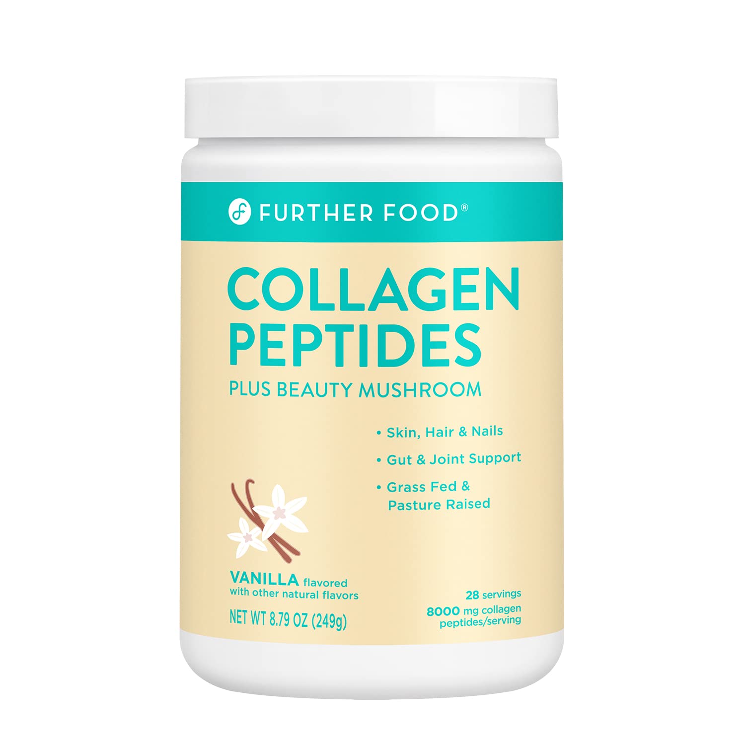 Further Food Collagen Peptides Powder Vanilla Flavored Keto Grass-Fed Collagen Type 