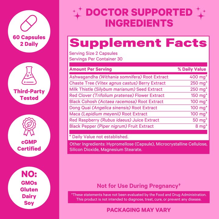 Pink Stork Menopause Supplements for Women with Ashwagandha and Black Cohosh Pink Stork