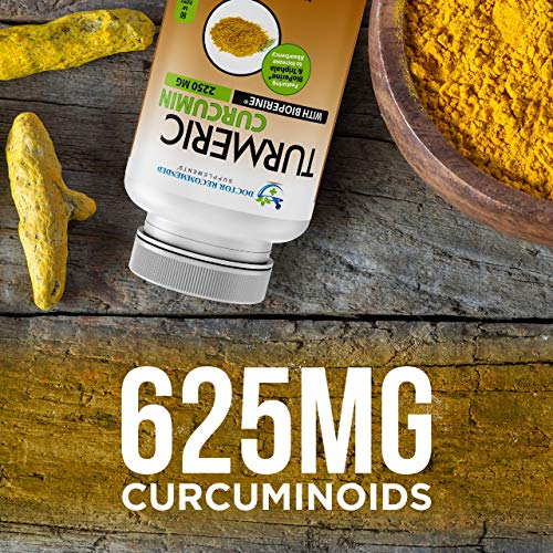 Turmeric Curcumin - 2250mg/d - 95% Curcuminoids - 180 Veggie Caps with Black DOCTOR RECOMMENDED SUPPLEMENTS