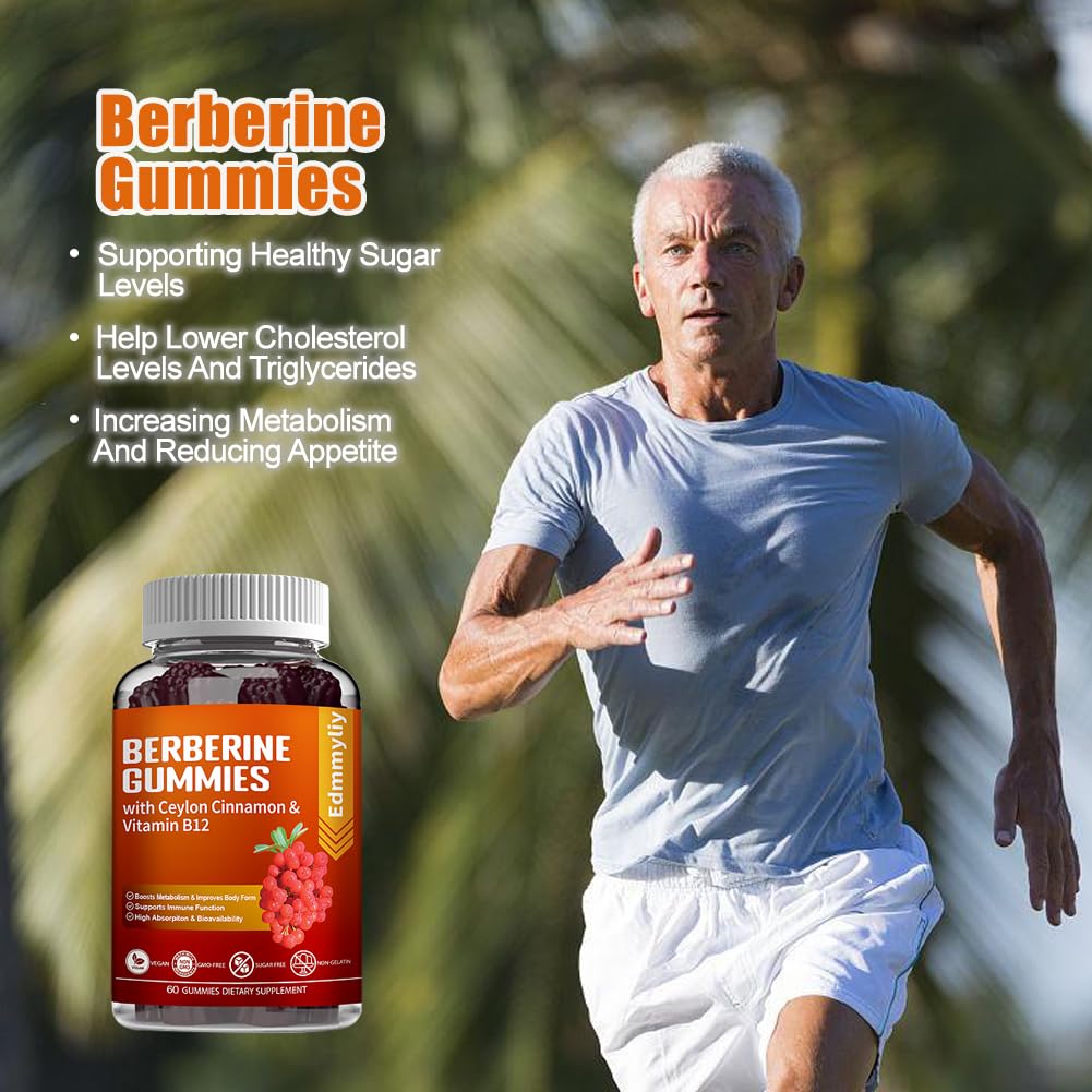Berberine Gummies 1600mg with Ceylon Cinnamon Sugar Free High Potency Berberine Edmmyliy