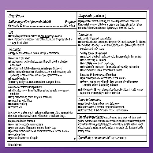 Amazon Basic Care Omeprazole Delayed Release Tablets 20 mg, Treats Frequent Amazon Basic Care