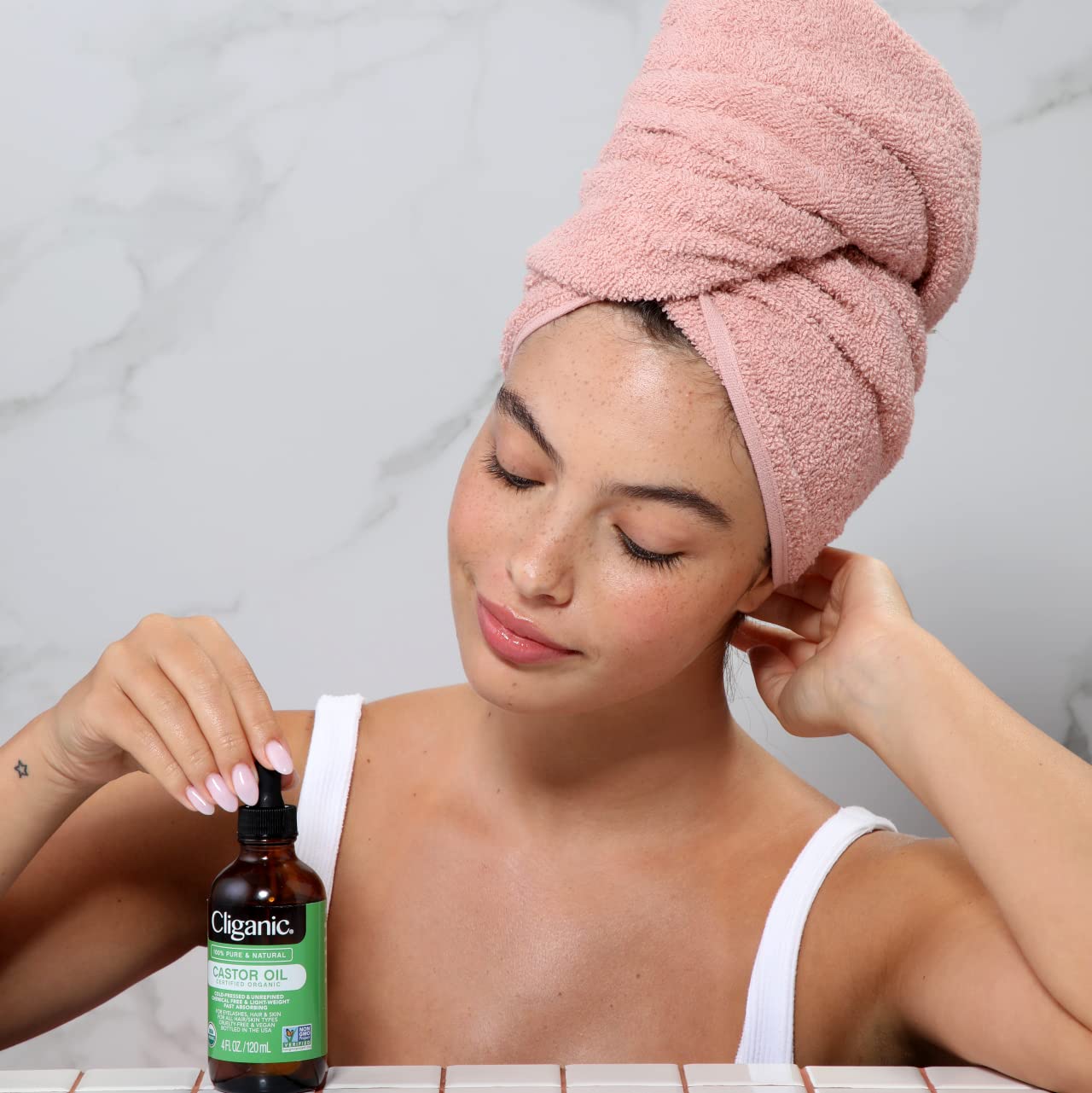 Cliganic Organic Castor Oil, 100% Pure (4oz with Eyelash Kit) - For Eyelashes, Eyebrows, Hair & Skin Cliganic