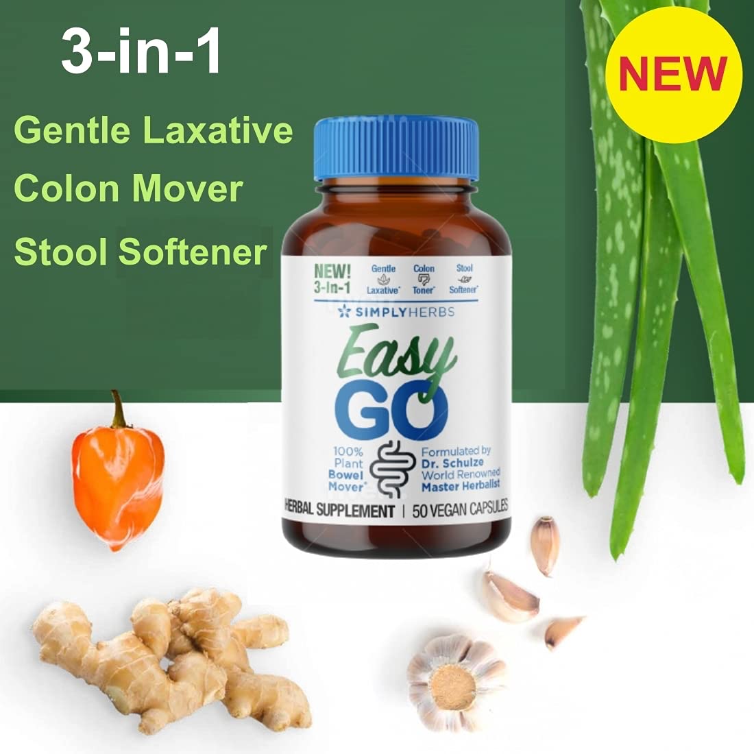 Dr. Schulze's Easy GO Bowel Mover - Formulated Gentle Laxative, Colon Toner & Stool Dr. Schulze's