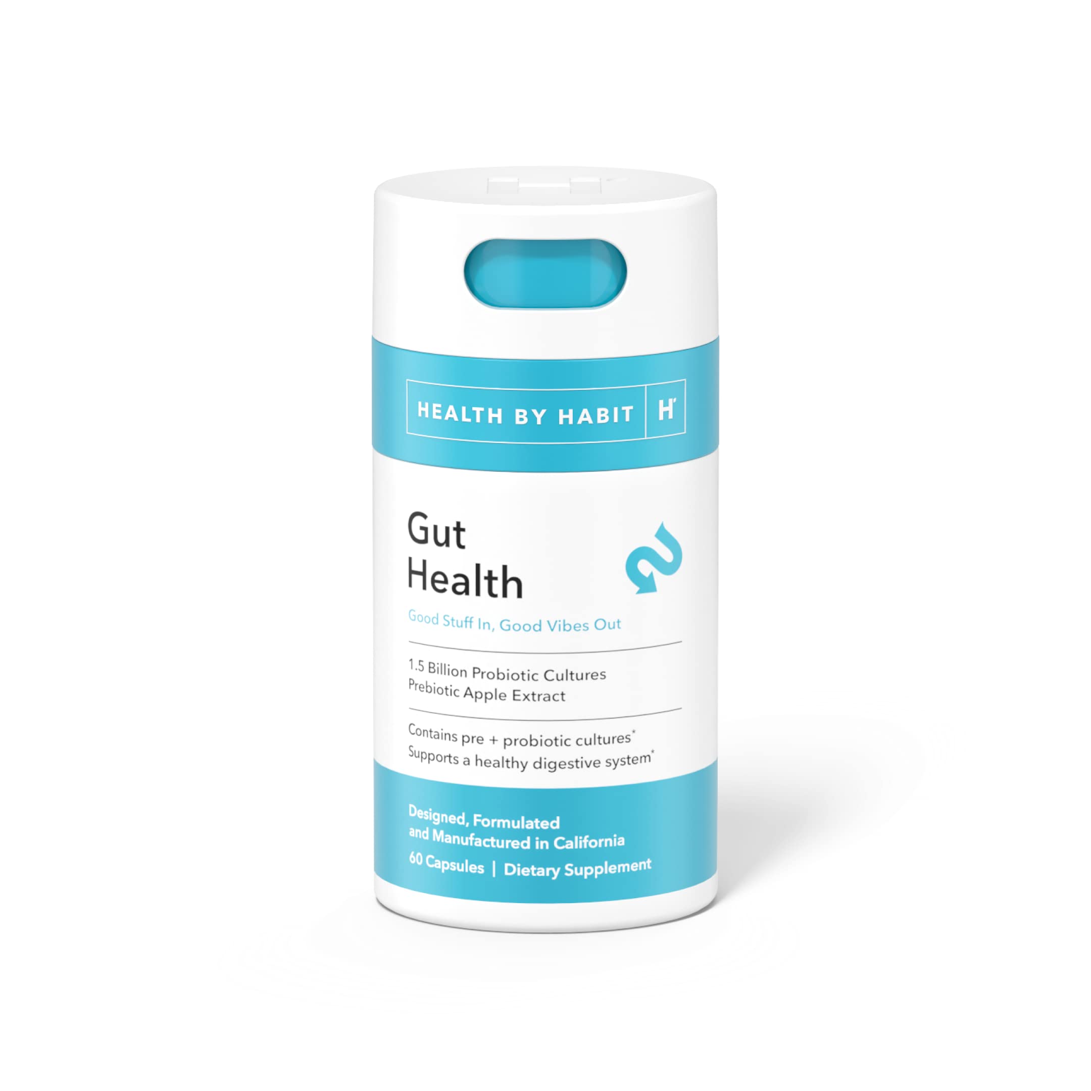 Health By Habit Gut Health Supplement (60 Capsules) - Contains 1.5 Billion probiotic 
