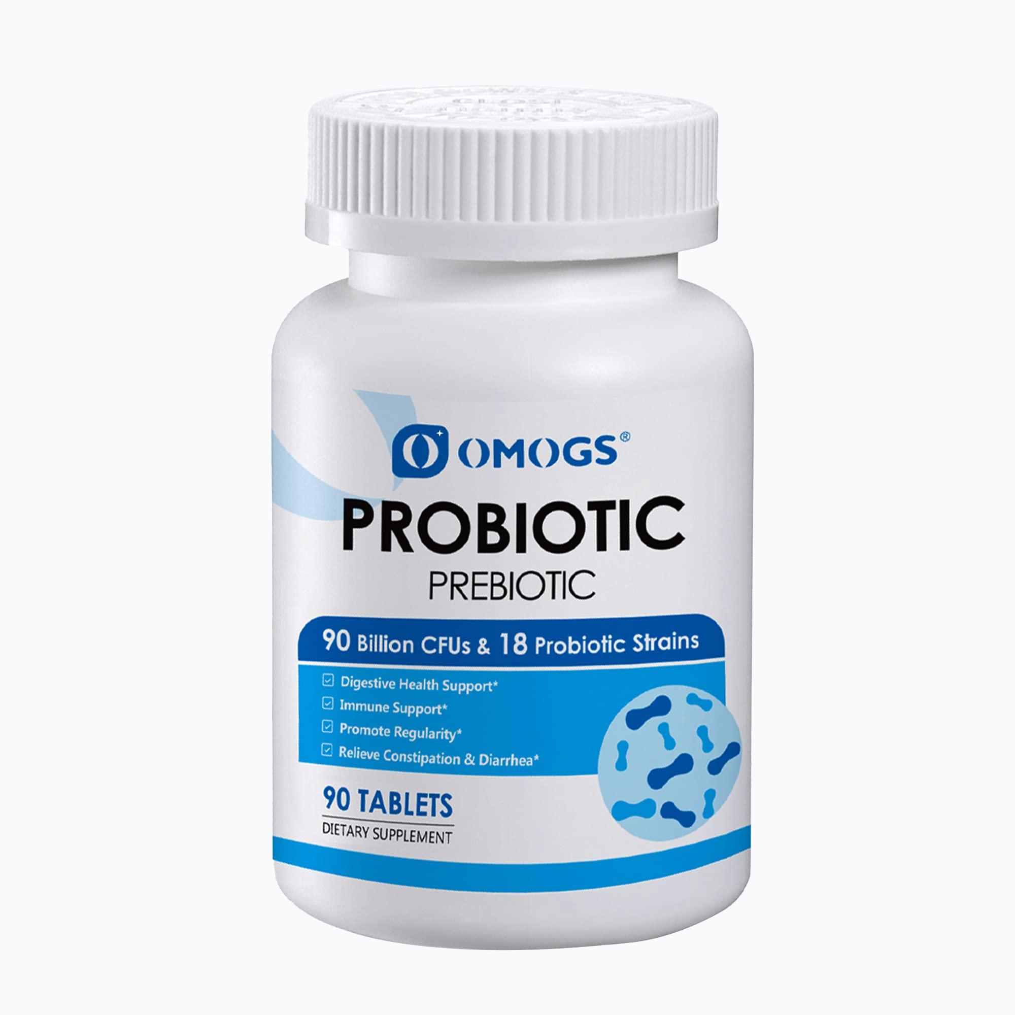 OMOGS Probiotics 90 Billion CFUs 18 Strains,with 3 Organic Prebiotic, Probiotics Supplement