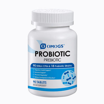 OMOGS Probiotics 90 Billion CFUs 18 Strains,with 3 Organic Prebiotic, Probiotics Supplement