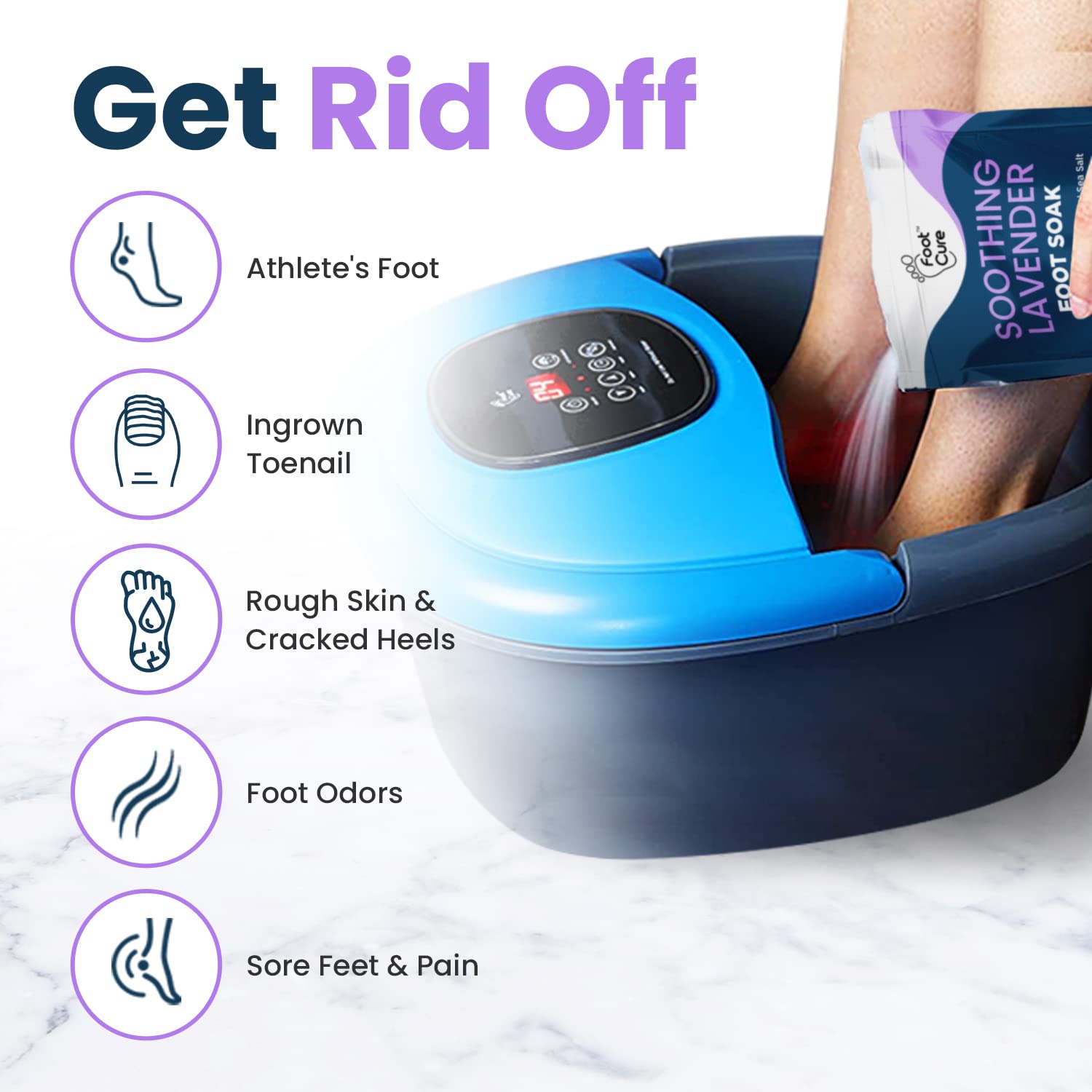 Soothing Lavender Foot Soak with Epsom Salt - Best Toenail Treatment, & Softens Calluses FOOT CURE