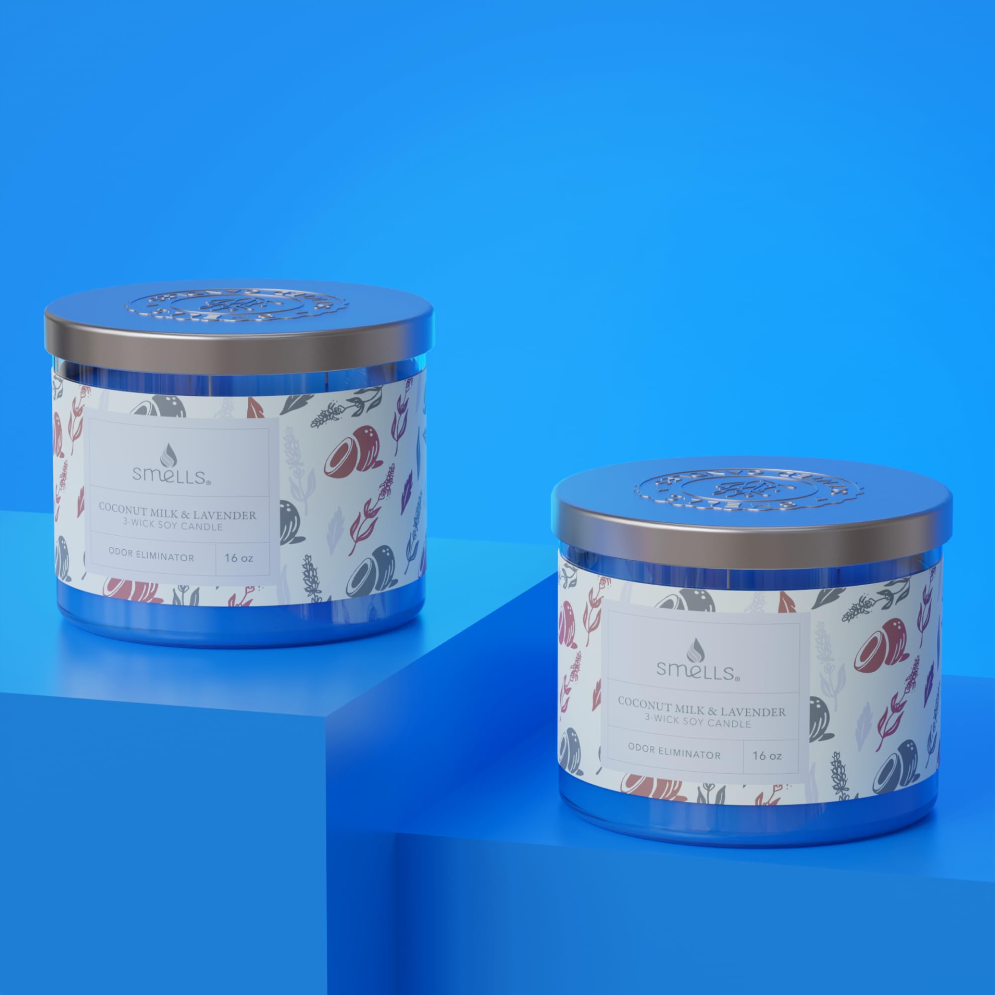 Smells - Odor Eliminator - Premium Soy Wax Jar Scented Candle 12oz. and 16oz. - 100% Cotton Single Wick SmellS