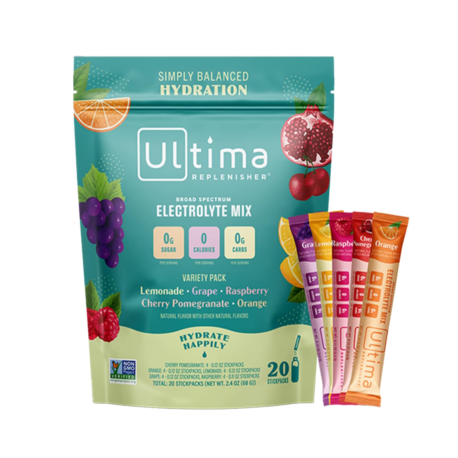 Ultima Replenisher Daily Electrolyte Drink Mix – Original Variety, 20 Stickpacks – Hydration 