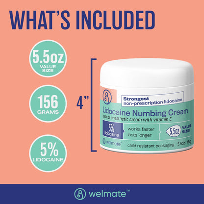 WELMATE | 5% Lidocaine | Numbing Cream Maximum Strength | Topical Anesthetic