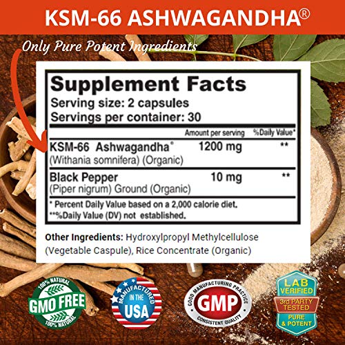 FRESH HEALTHCARE Ashwagandha Capsules KSM 66-1200mg Pure and Potent FRESH HEALTHCARE
