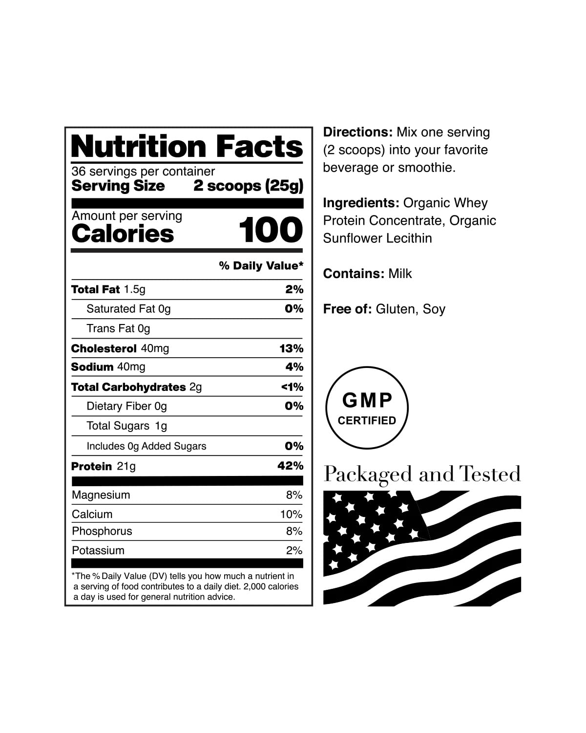 NorCal Organic Unflavored Whey Protein - 2lbs Bulk | 100% Grass-Fed, USDA Certified NorCal Organic