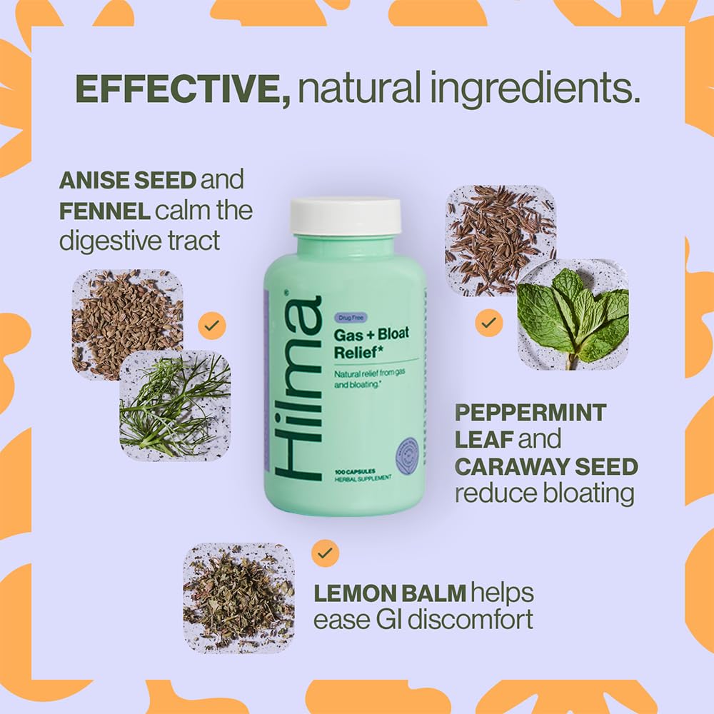 Hilma Natural Gas & Bloating Relief - with Lemon Balm, Fennel & Peppermint Leaf Hilma