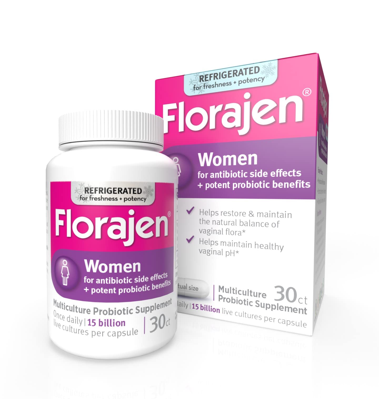Florajen Women's Vaginal Probiotics, Provides Gut Health & Constipation Relief For Adults And Bloating Relief