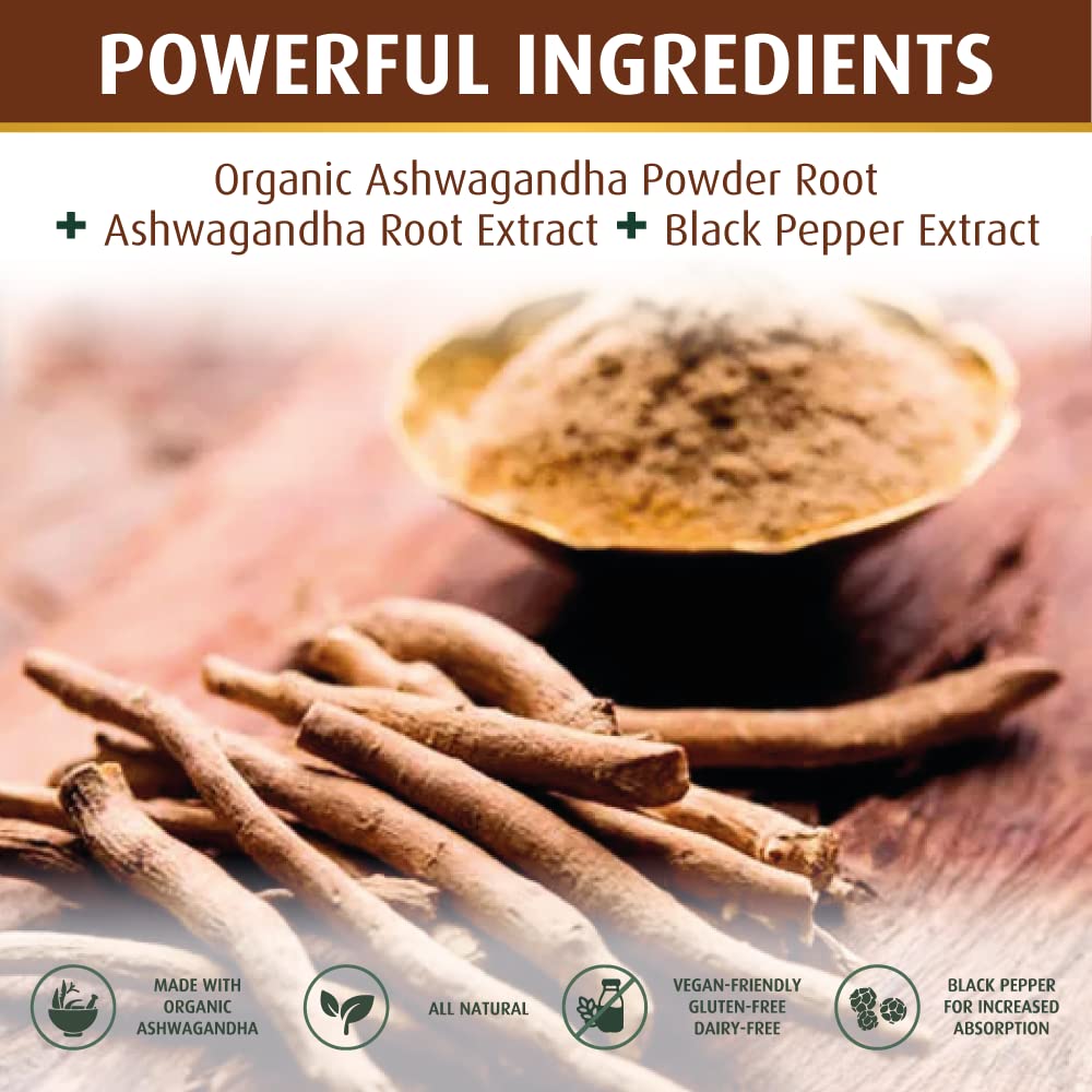 PRATIC LINE Ashwagandha Capsules 3,000 mg - 120 Vegan Cap Made with Organic PRATIC LINE