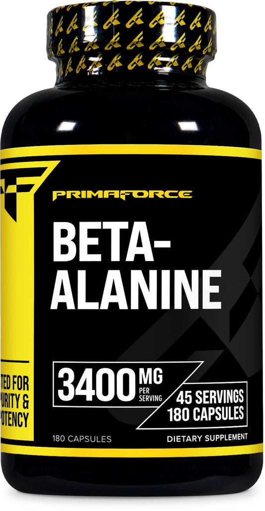Primaforce Beta Alanine Capsules 3,400mg, 180 Capsules (45 Servings) - Potent Beta