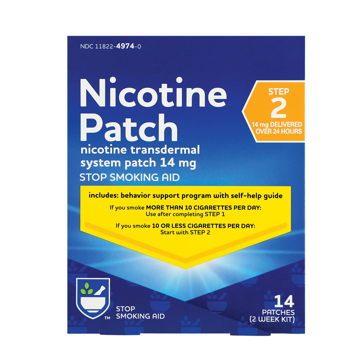 Rite Aid Nicotine Transdermal System Patch, Step 2, 14mg - 14 ct, Nicotine Rite Aid
