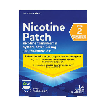 Rite Aid Nicotine Transdermal System Patch, Step 2, 14mg - 14 ct, Nicotine Rite Aid