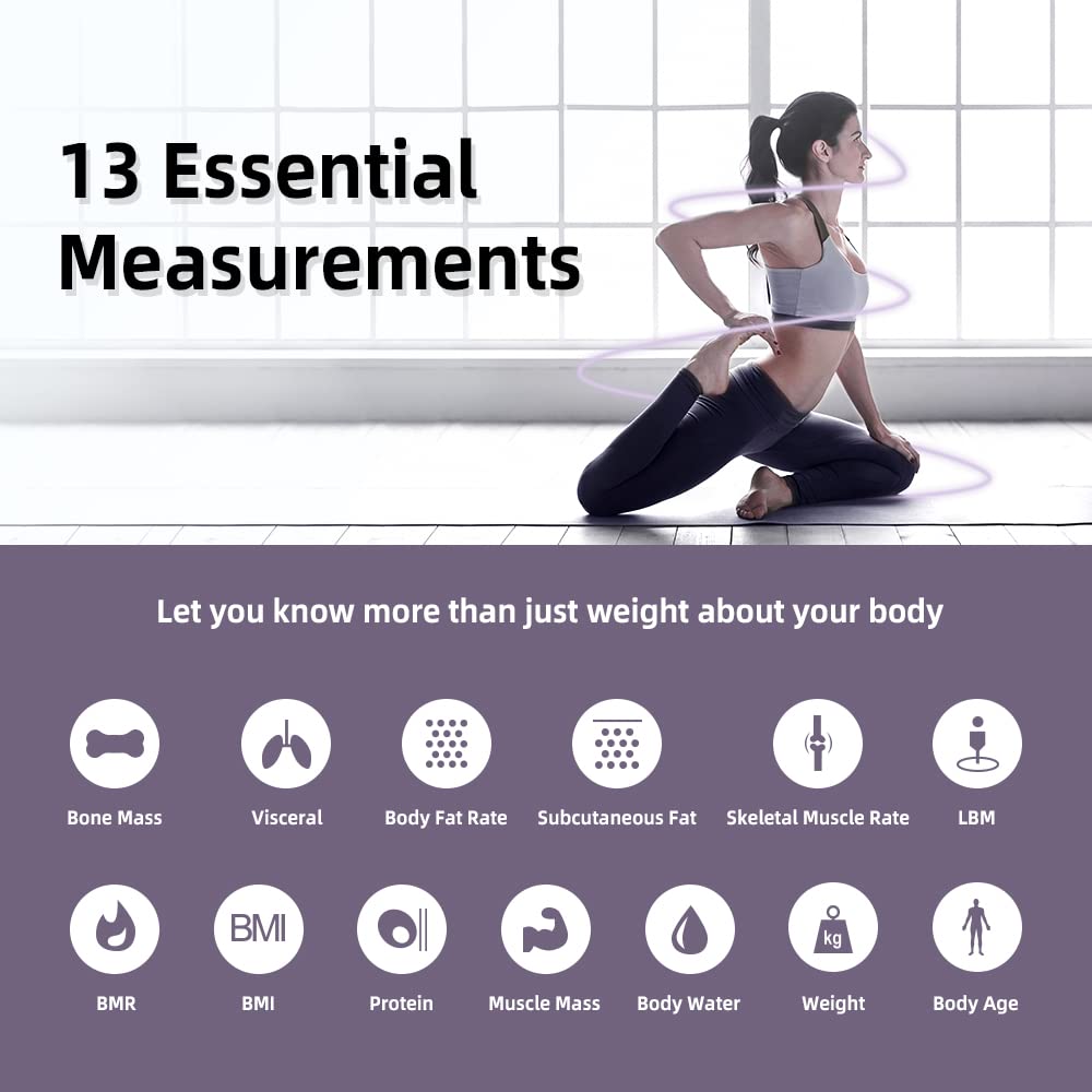 RunSTAR Smart Scale for Body Weight, Digital Bathroom Scale BMI Weighing Body Fat Scale runstar