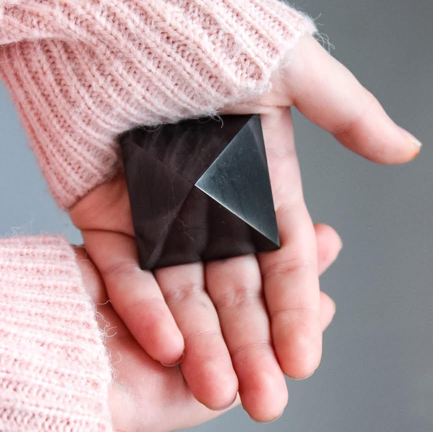 KARELIANMASTERS Shungite Stones Pyramid and Sticker for Phone Set - Crystal Healing Protection KARELIANMASTERS