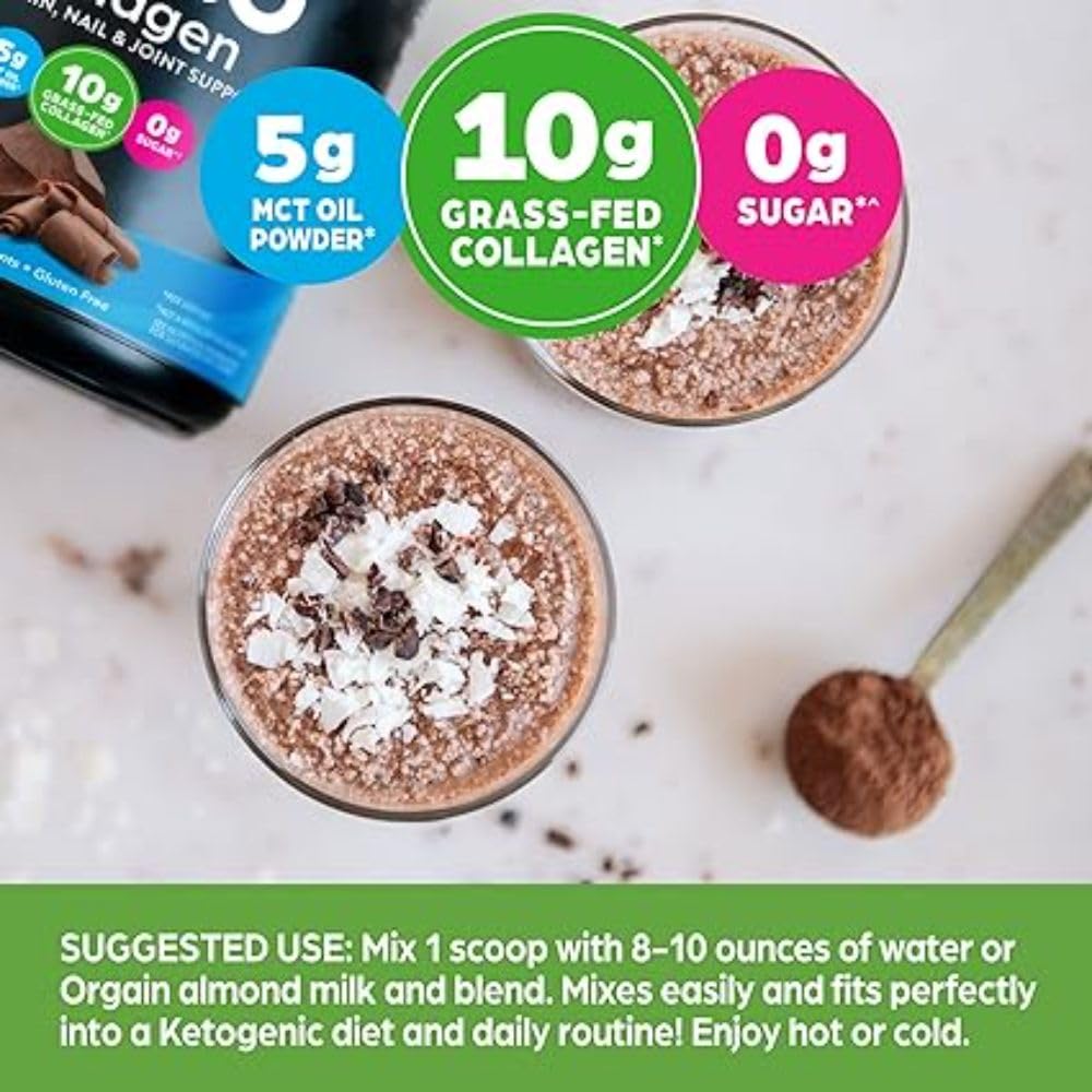 Orgain Keto Collagen Protein Powder, Chocolate - 10g Grass Fed Hydrolyzed Collagen Orgain