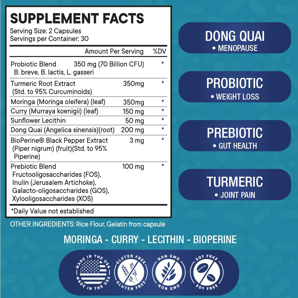 Pro Optimize Probiotics for Women, Menopause, 70 Billion CFU, Digestive Health - Relief for Bloating